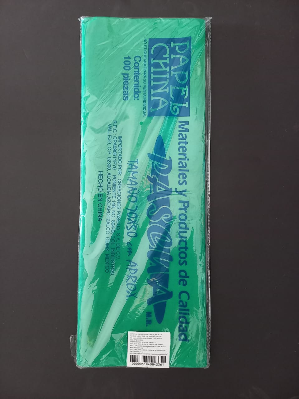PAPEL CHINA STD VERDE BANDERA