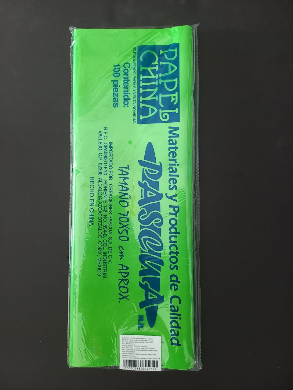 PAPEL CHINA STD VERDE LIMA