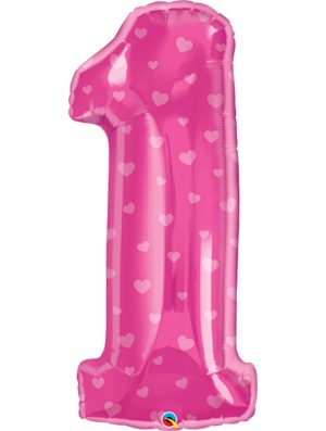 Numero 1 Rosa con Corazones