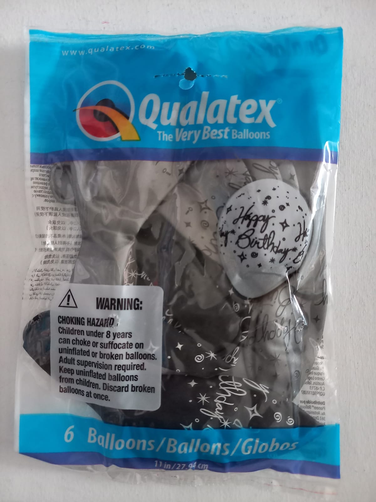 REDONDO LATEX HAPPY BIRTHDAY NEGRO Y PLATA