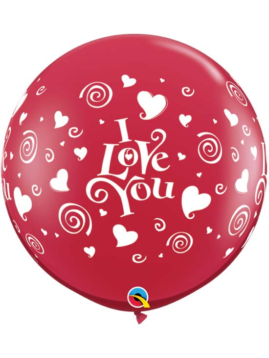 GLOBO LATEX - TE AMO- CORAZONES Y ESPIRALES (2 PZAS)