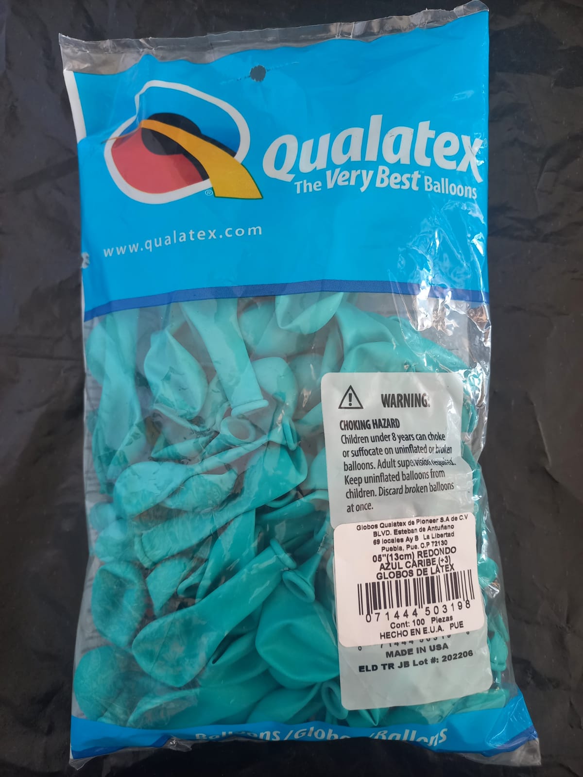 GLOBO LATEX REDONDO AZUL CARIBE