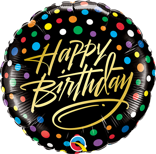 Cumpleaños en Dorado y Puntos de Colores