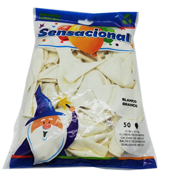 globo latex sensacional blanco ( 50 pzas)