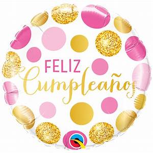 Feliz Cumpleaños Puntos Rosas Y Dorados