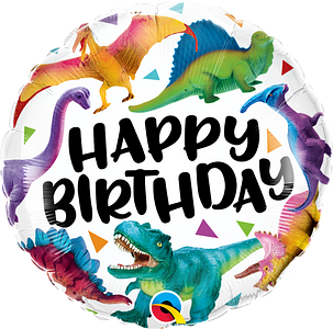globo de cumpleaños- dinosaurios coloridos
