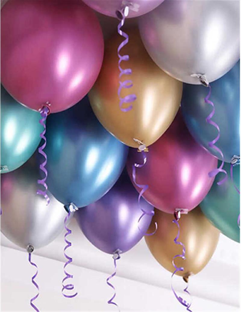 Globo Chrome Bolsa Con 25 Pzas Color Plata, Lila, Cobre, Verde, Morado