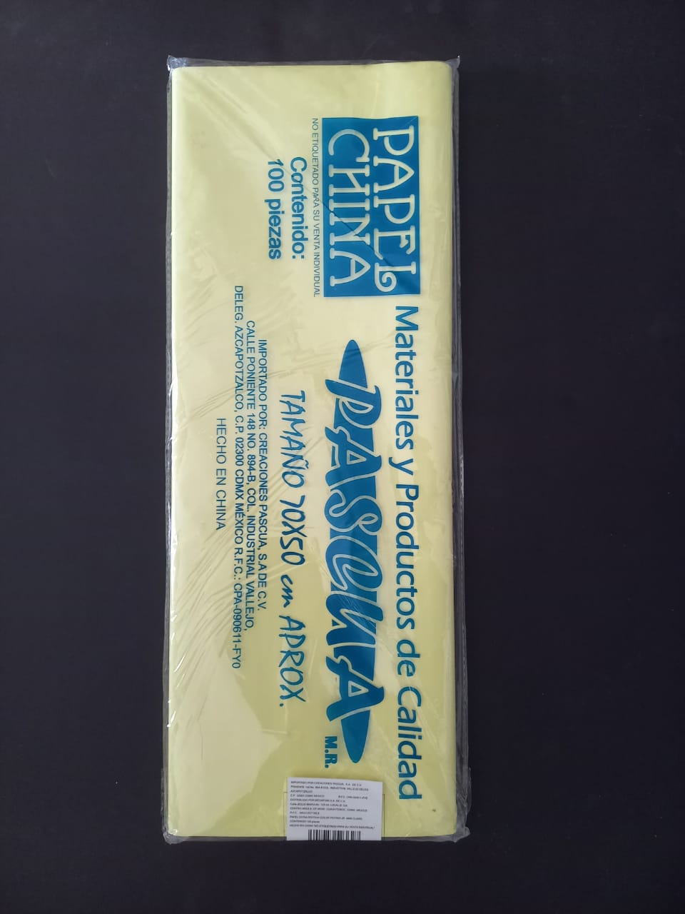 PAPEL CHINA STD AMARILLO